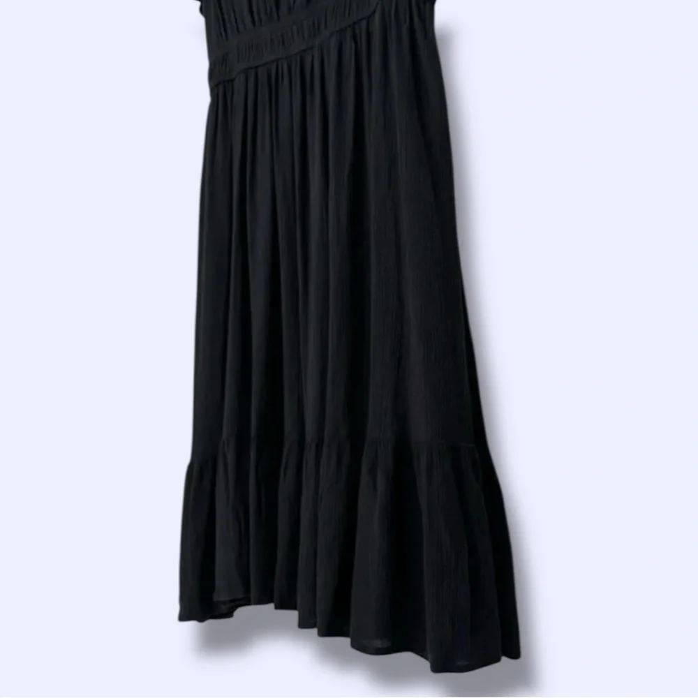Croft & Barrow (Kohl’s) NWT Dress Mineral Black Flutter Sleeve Midi Women’s L